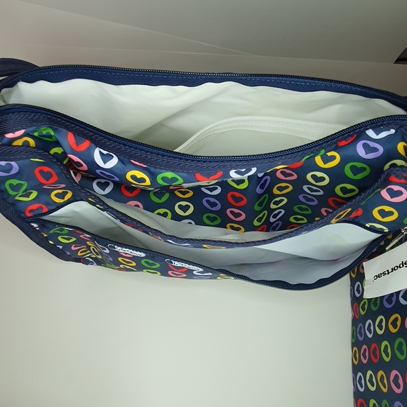 LeSportSac "Go Go Navy" Deluxe Everyday Bag Messenger/Crossbody Bag + pouch NWT - Picture 8 of 14
